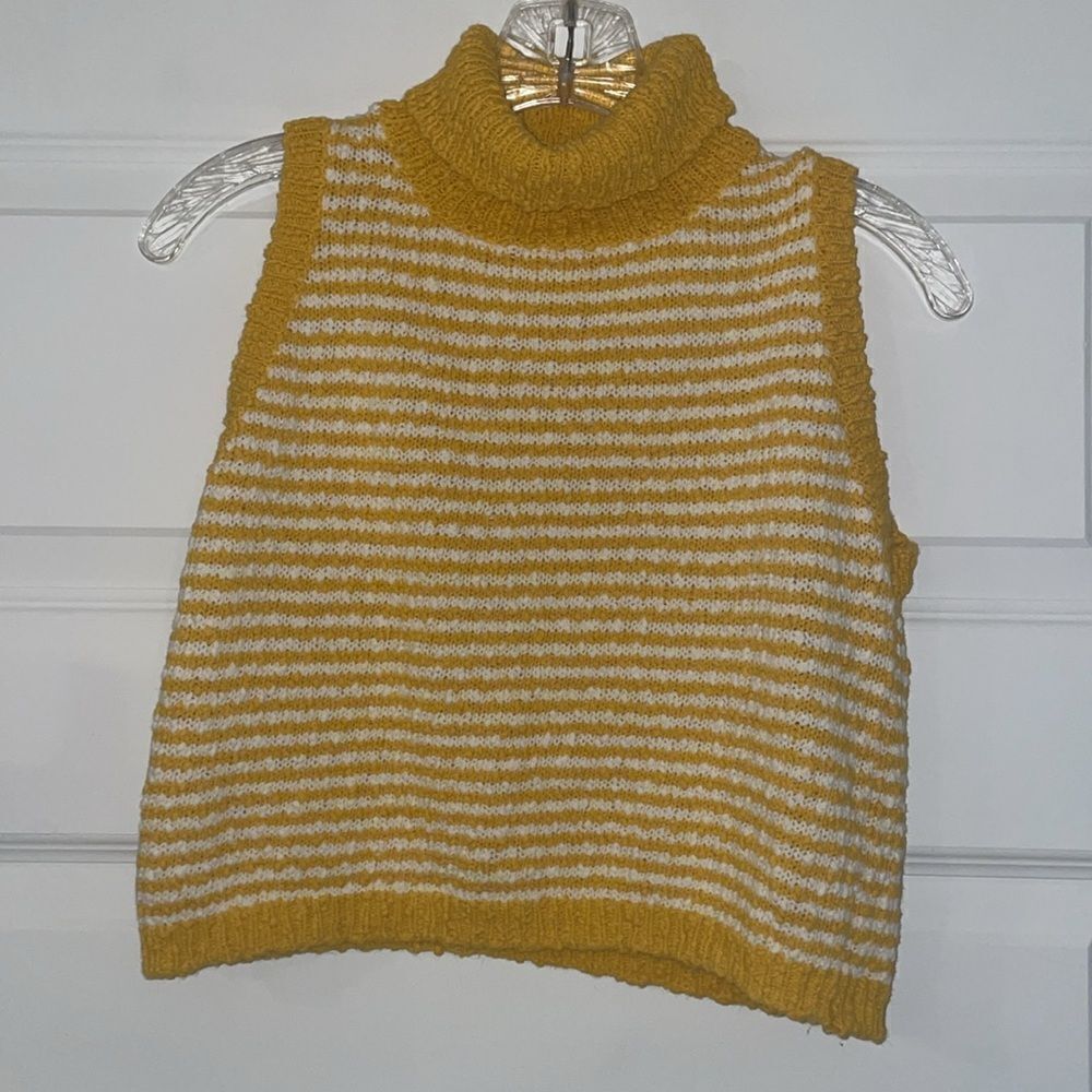REVOLVE Callahan Gold & White Striped Sleeveless Turtleneck Liv Sweater - Picture 5 of 8